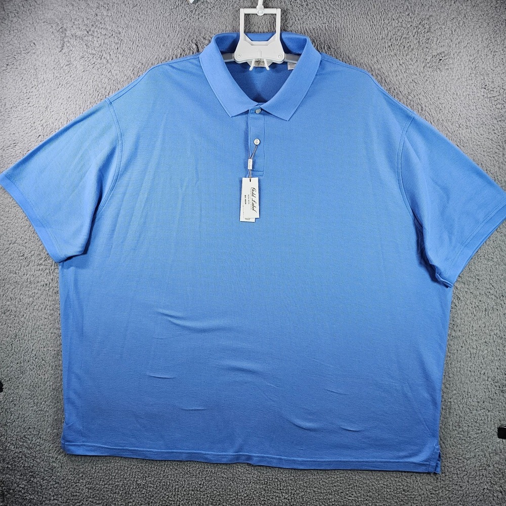 NEW Roundtree & Yorke Gold Label Polo Shirt Men‎ 4XB Supima Cotton Blue Non-Iron